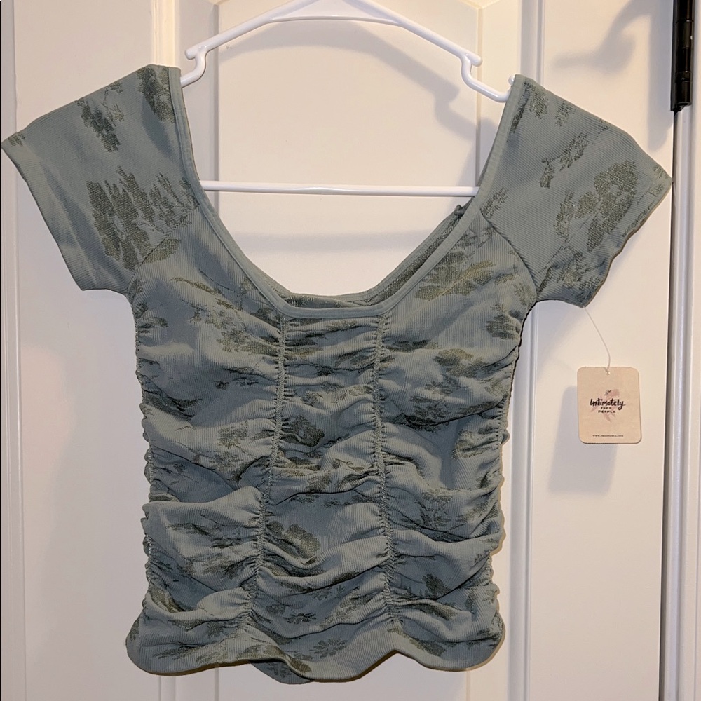 Free People - Sage Green Ruched Blouse M/L fits like S/XS